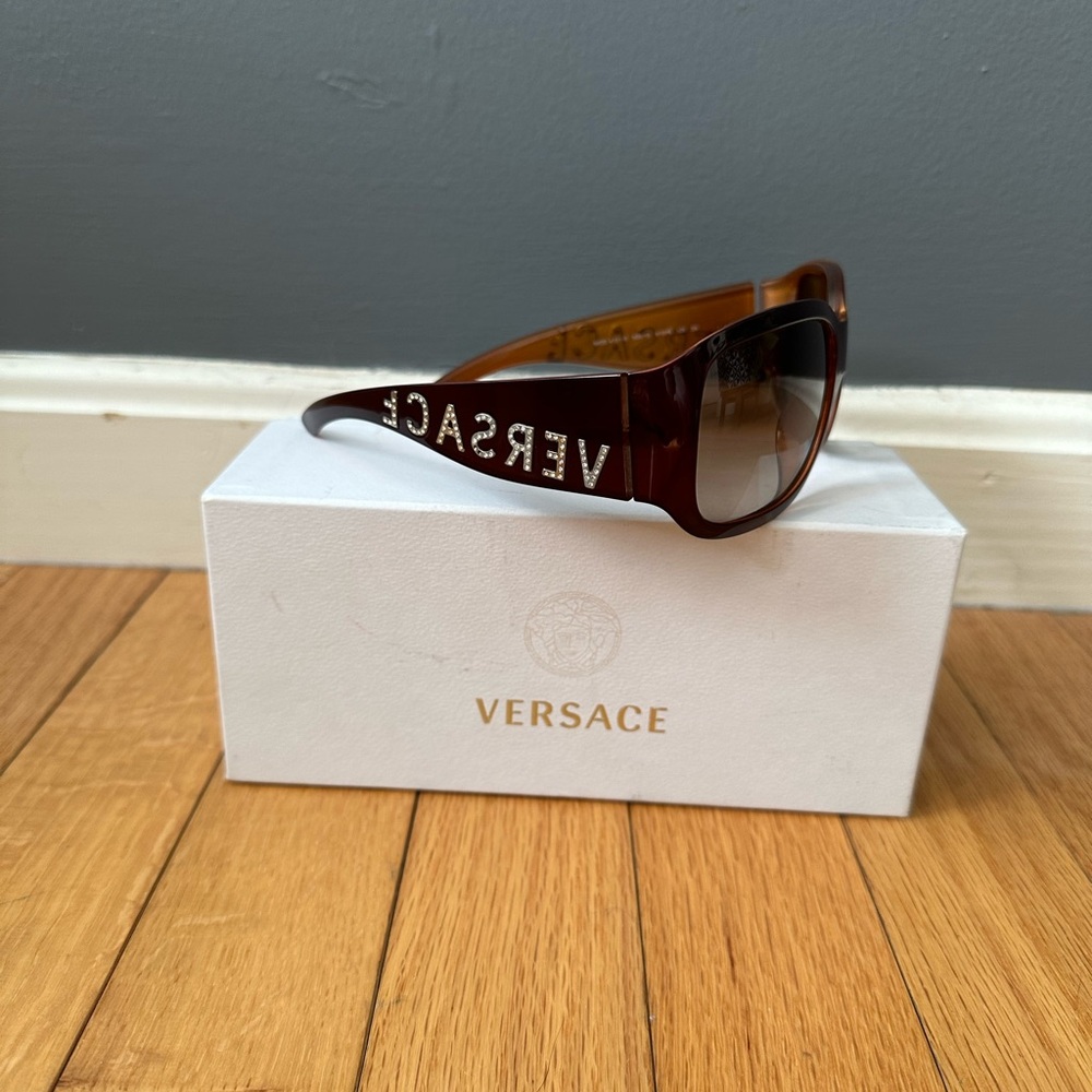 VERSACE brown sunglasses with crystal detailing